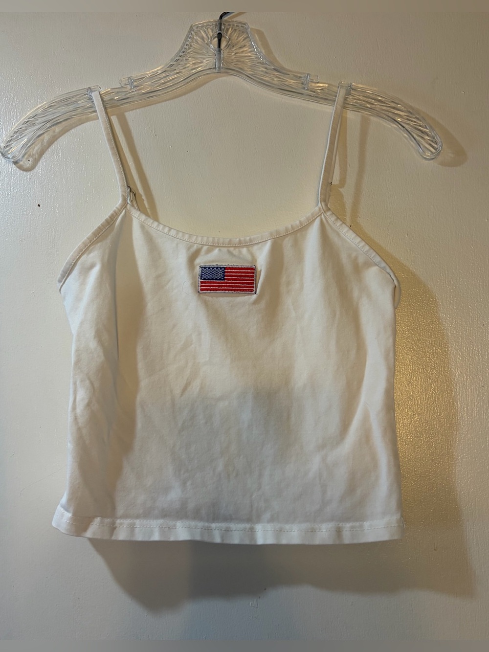 Edikted White American Flag Patch Cami Crop Top Womens Size S